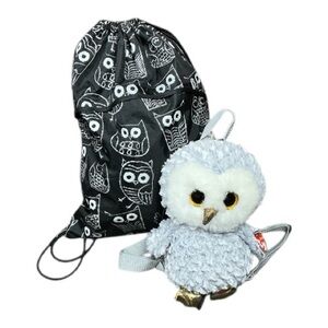 TY - NWT - Owl Bundle Print Drawstring Bag and Plush Backpack